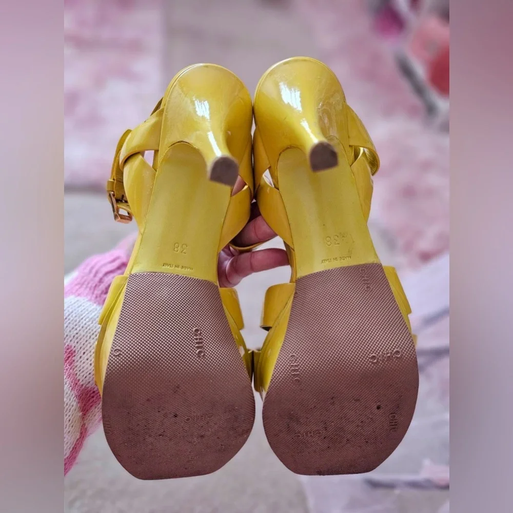 💯Authentic YSL Yves Saint Laurent Tribute Yellow Platform Heels US 8/38 - Picture 5 of 6